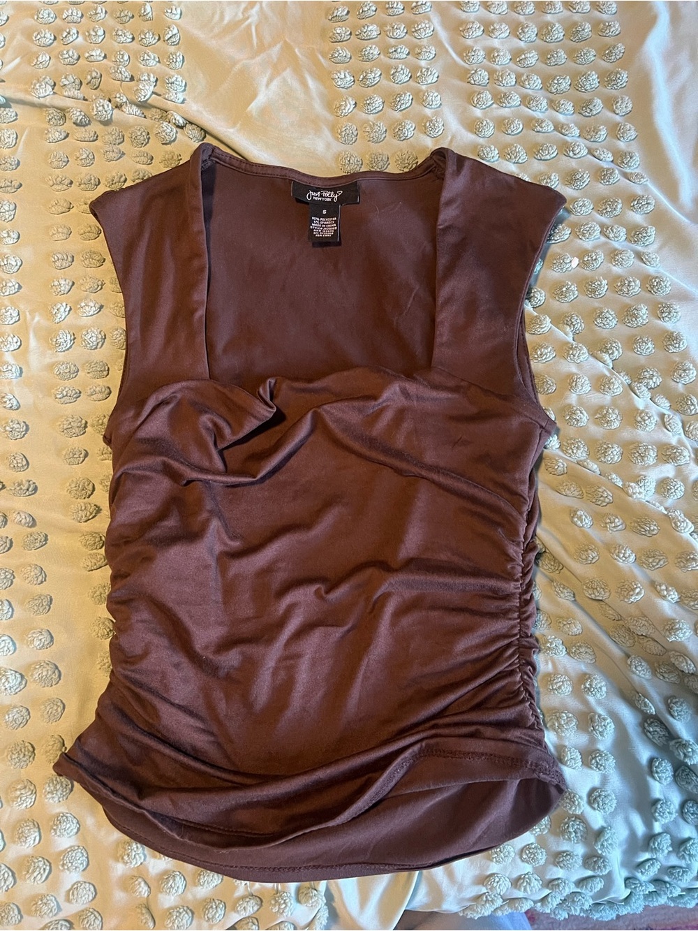 Soft Ruched Brown Top - Picture 2 of 4